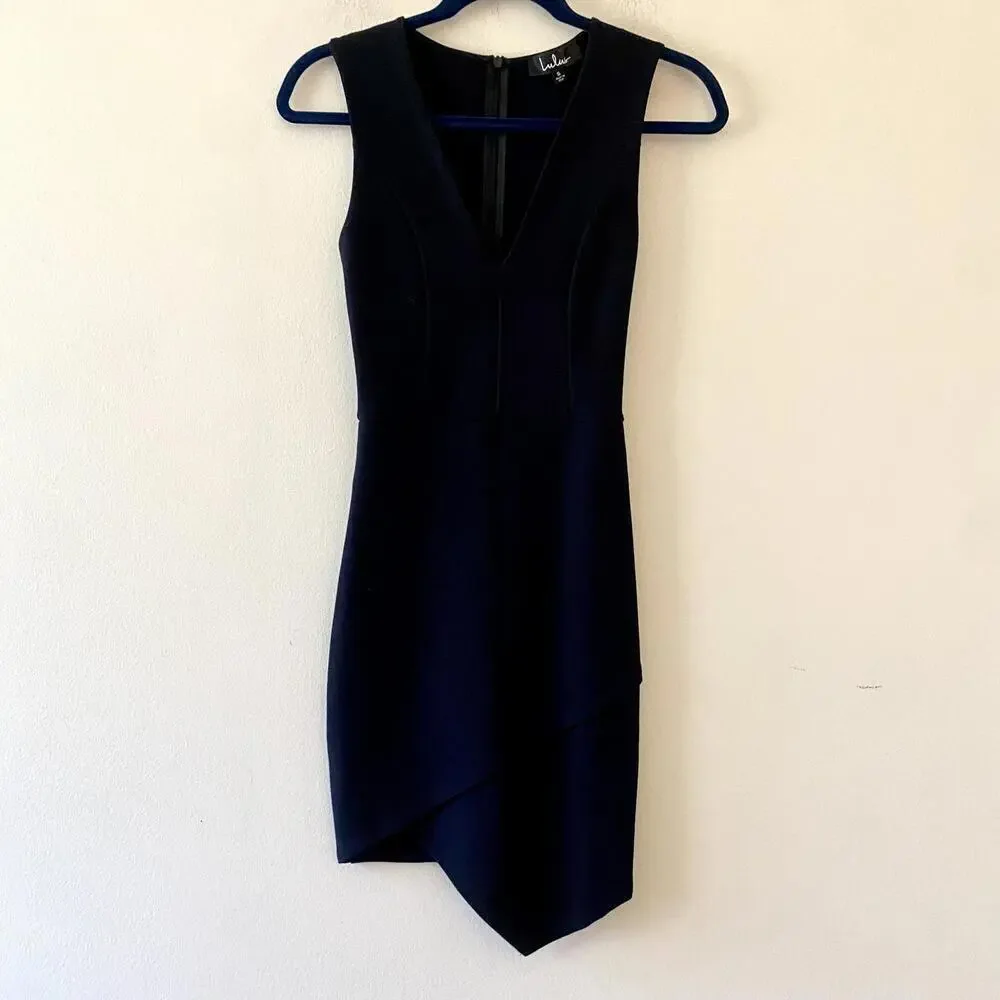 LULUS be me black sleeveless v neck draped skirt mini dress - Picture 3 of 6